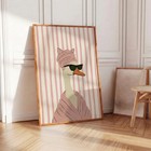 Pink Bathing Goose Poster Coquette Bathroom Wall Art Funny Preppy Spa Decor