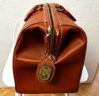 Vintage Antique Cowhide Split Leather 18  Medical Brass Lock Doctors Bag Case 