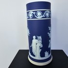 Antique Wedgewood Jasperware Spill Vase Cobalt Blue 5 3 4  Tall