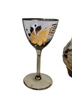 Vintage Mcm Martini Cocktail Pitcher   5 Glasses brown Smoke Glass  Gold barware