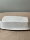 Bennington Potters White On White Marble Swirl Covered Butter Dish