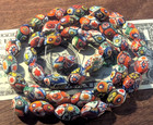 Vtg Antique 40 Piece Murano Venetian Glass Millefiori Oval Bead Set