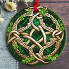Christmas Ornament Irish Celtic Shamrock Of Life Ceramic   Printed Design  Lucky