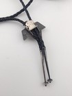 Vintage Navajo Tufa Cast Sterling Silver Turquoise Thunderbird Bolo Tie 40 