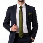 Mens Silk Necktie Solid Color Tie And Pocket Square Cufflink Tie Clip Set Wov   