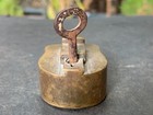 Vintage Indian Hand Forged Brass 6 Lever Padlock With Key In Working Condition