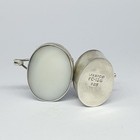 Tiny Oval Pill Box On Sterling Silver With White Enamel - Mexican - 191