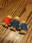 Lot Of 3 Vintage Flocked Paddington Bears  eden Toys Hong Kong 