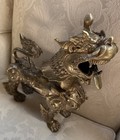 Ornate Standing Solid Bronze Vintage Asian Fu Dog Lion
