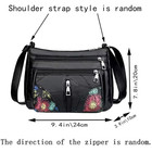 Women Crossbody Bag Multi Pocket Zipper Floral Faux Leather Shoulder Purse Black