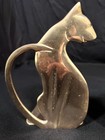 Vintage Pair Of Mcm Art Deco  Brass Cat Bookends Siamese 1960   s