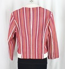 Schumacher Women s Red Multi Print Cotton Blend 3 4 Sleeve Jacket Blazer Small