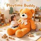 48 Inch Giant Stuffed Animal  Large Plush Toy  Jumbo Soft With Bow  Teddy Bear