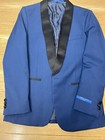 Perry Ellis Tuxedo Jacket Boys 14 Blue Formal Blazer Kids Wedding Suit