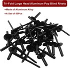 50 Pcs Black Aluminum Tri-fold Pop Rivets 3 16  Large Flange  3 16 x1 