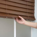 Textured Dark Oak Cordless Room Darkening Faux Wood Blinds With 2 In  Slats - 23