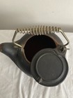 Antique Vintage Cast Iron Kettle Tea Coffee Pot Swivel Lid Coil Handle