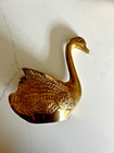 Vintage Solid Brass Swan Statute 5  Tall  Made In India 