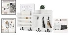 Handcrafted 16 8 Inch Wall Key Holder   Mail Rack - Rustic White Finish