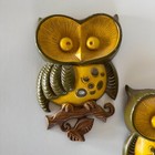 Sexton Owls Wall Art Decor Cast Aluminum Metal Green Yellow Brown Vintage 1970   s