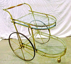 Mid-century Modern Brass And Glass Bar Cart Tea Cart