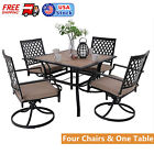 5 Piece Outdoor Patio Furniture Sets Swivel Chairs Garden Laen Dining Table