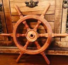Handmade Vintage Wall Boat 24  Nautical Wooden Ship Steering Wheel Pirate -decor