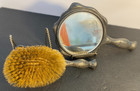 Antique Art Nouveau Era  hand Mirror   Brush Set  Silver Plated