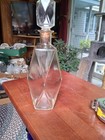Vintage Clear Glass Liquor Bottle Decanter Hexagon Mid Century Modern 12     3011 