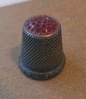 Vintage Silver Glass-top Thimble mushroom Top  Or Stone-top Thimble 