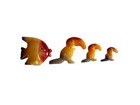 Set Of 4 Carved Stone Alabaster Toucan Bird Family   Fish Figurines Knickknacks 