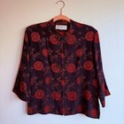 Vintage Chinese Silk Brocade Mandarin Jacket With Frog Closures In Black   Red