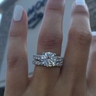 Engagement Ring Set 3 ct Round Cut Moissanite Solid 14k White Gold In Size 7 5