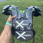 X Tech Football Shoulder Pads Small Gray black green Padded 2-strap Unisex