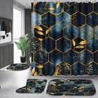  4 Pcs Bathroom Shower Curtain Set bathroom Sets With Rugs bath Mat u Shape 