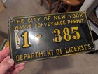    1-385 New York City Waste  Conveyance 1970 License Plate Dept Of Licenses 
