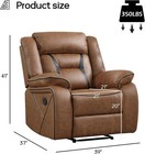 Ebello Manual Recliner Chair  Faux Leather Single Reclining Sofa Chair  Brown