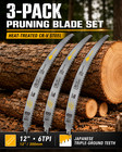 12in 6tpi Wood Pruning Reciprocating Saw Blades Cr-v Curved Japanese Teeth 3pack