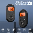 Am Fm Portable Pocket Radio Mini Digital Lcd Stereo Receiver earphone usb Cable