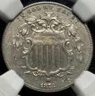 1873 Shield Nickle Open 3     Ngc Au55      Better Date 