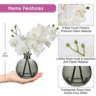 White Orchids Artificial Flowers Faux Orchid Arrangement With Black Glass Vas   