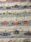 Vtg Pottery Barn Kids Submarine Gingham Blue Quilt 68    X 86    Full Nautical Boat
