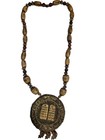 Vintage Judaica Amulet Necklace 30  Ten Commandments Pendant Hebrew Zodiac Hamsa