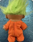 Vintage Russ 8in Pumpkin Halloween Costume Troll Doll Lime Green Hair Retro Toy