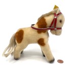 Steiff Pony 1960s Mohair Plush 17cm 7in Id Button Horse Reins Halter Leather Vtg