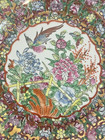 Vintage Chinese Porcelain Plate Famille Rose Thousand Butterfly Bird Floral 9 