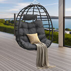 Hanging Egg Chair Foldable Patio Swing Rattan Wicker Steel Chain W  Cushion