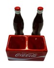 Clearance  Coca-cola Ceramic Bottle Salt   Pepper Shakers Red Holder