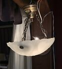 Vintage Antique Art Deco Glass Shade Ceiling Light Fixture  Chandelier Pendant 
