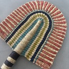 Handmade Bolga Fan Woven Straw African Wall Art Red Blue Ghana Decor